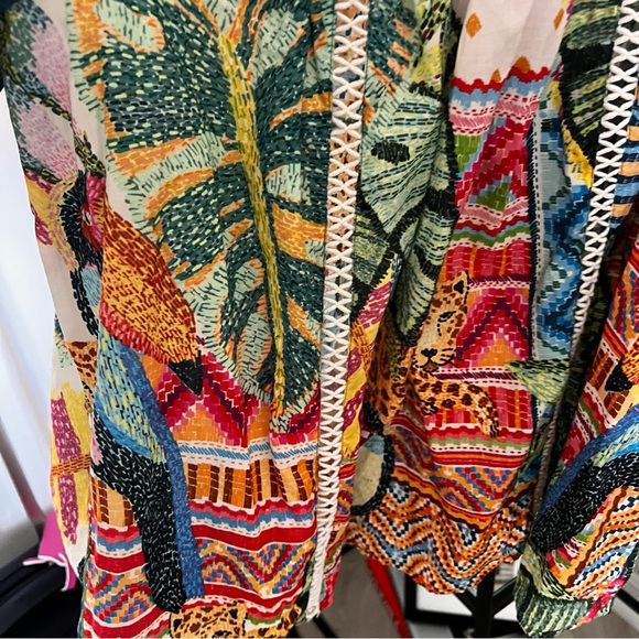 Farm Rio Lace Inset Peasant Blouse Size L - Picture 6 of 9